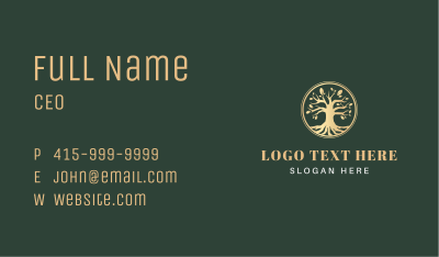 Metallic Golden Tree Business Card