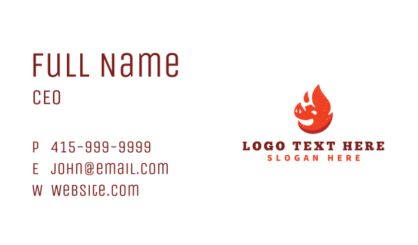 Roast Pig Fire Business Card Design Image Preview