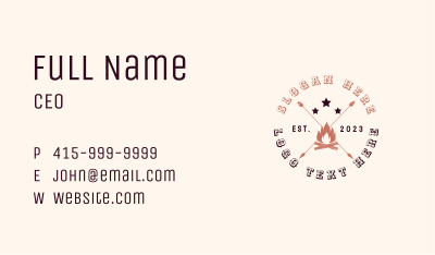 Bonfire Arrow Camping Business Card Image Preview