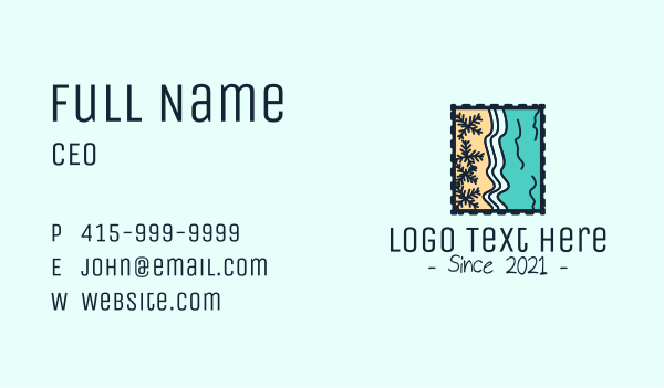 Beach Post Stamp  Business Card Design Image Preview