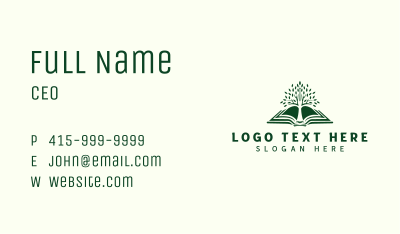 Tree Book Knowledge Business Card Image Preview