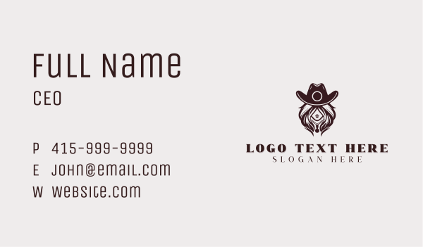 Western Cowgirl Woman Business Card Design Image Preview