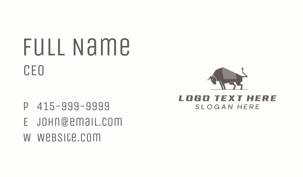 Wildlife Strong Bull  Business Card Design Image Preview