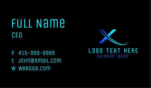 Gradient Blue Letter X Business Card Design Image Preview