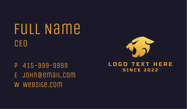 Gold Wild Cougar Business Card Design Image Preview