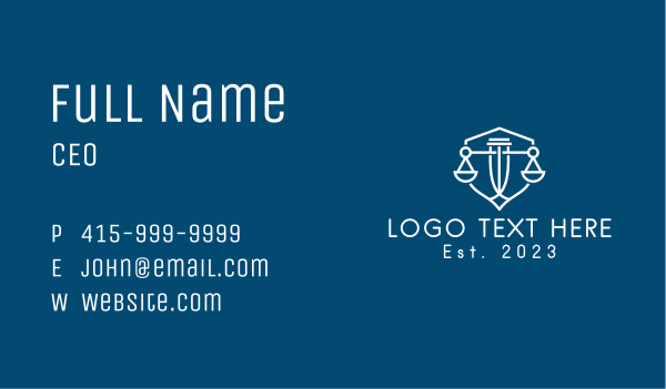 Justice Scale Shield Business Card Design Image Preview