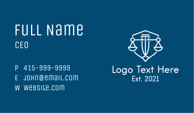 Justice Scale Shield Business Card