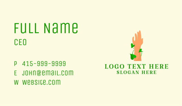 Eco friendly Hand  Business Card Design Image Preview