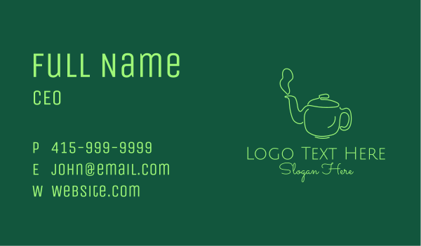 Green Teapot Tea Kettle Business Card Design Image Preview