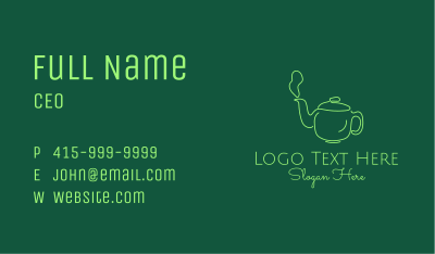 Green Teapot Tea Kettle Business Card