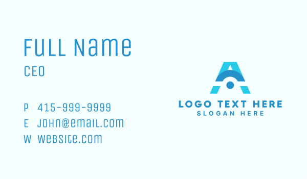 Blue Modern Letter A Business Card Design Image Preview