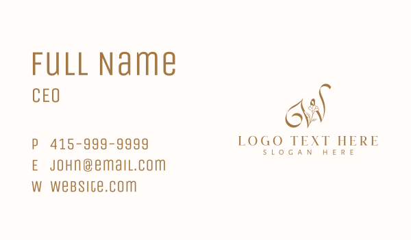 Natural Floral Calligraphy Letter W Business Card Design Image Preview