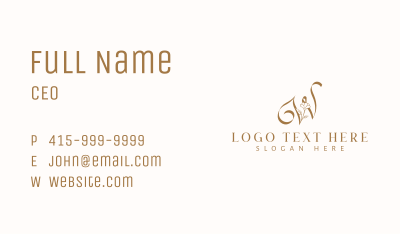 Natural Floral Calligraphy Letter W Business Card Image Preview