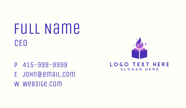 Open Book Fire Literature Business Card Design Image Preview