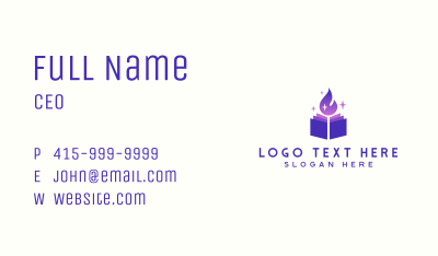 Open Book Fire Literature Business Card Image Preview
