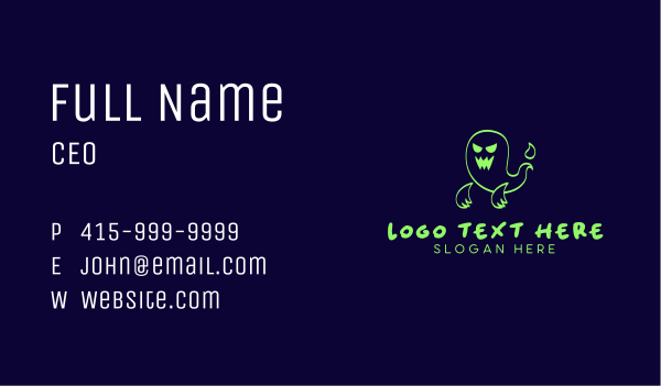 Scary Ghost Mascot Business Card Design Image Preview