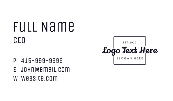 Minimalist Rectangle Wordmark Business Card Design Image Preview