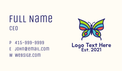 Multicolor Natural Butterfly Business Card