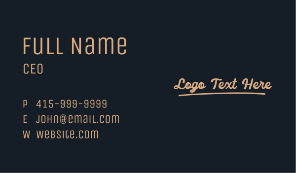 Handwritten Script Wordmark Business Card Design Image Preview