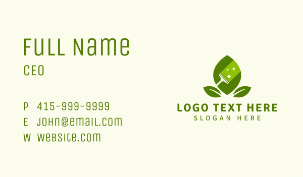 Natural Leaf Sweeper Business Card Design Image Preview