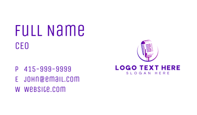 Podcast Radio Mic Broadcast  Business Card Image Preview