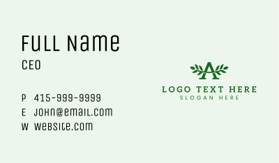 Gardening Leaf Letter A Business Card Image Preview