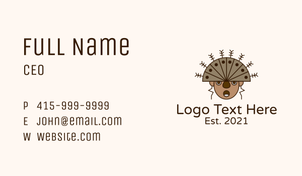 Ethnic Headdress Warrior Business Card Design Image Preview