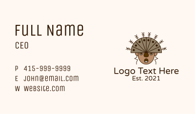 Ethnic Headdress Warrior Business Card Image Preview