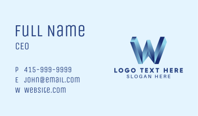 3D Generic Letter W Business Card Image Preview