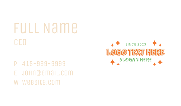 Quirky Sparkle Wordmark Business Card Design Image Preview