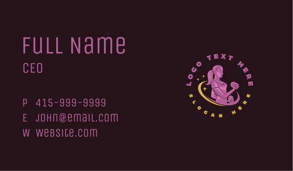 Feminine Dumbbell Gym Business Card Design Image Preview