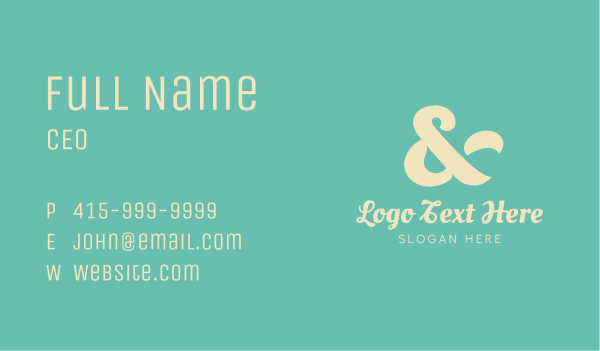 Yellow Cursive Ampersand Business Card Design Image Preview