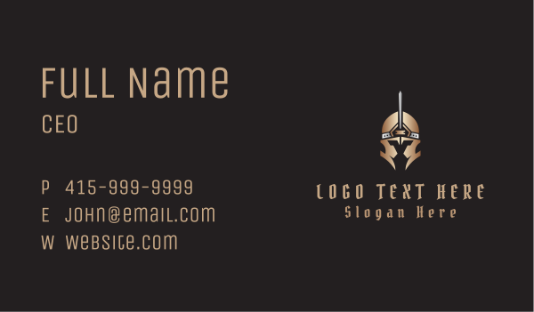 Gladiator Warrior Helmet Business Card Design Image Preview