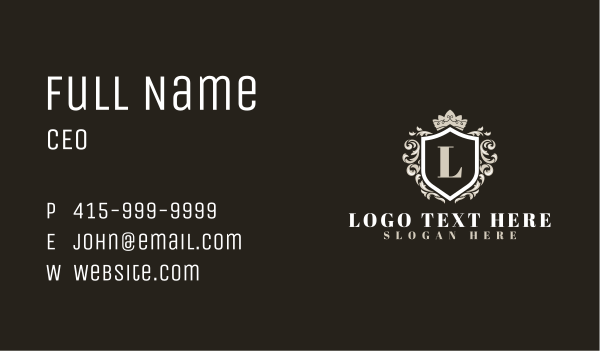 Fancy Shield Crown Lettermark Business Card Design Image Preview