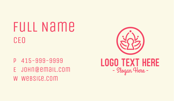 Pink Lotus Keyhole Business Card Design Image Preview