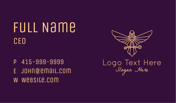 Golden Eagle Key Business Card Design Image Preview