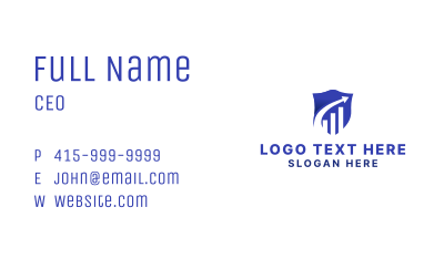Blue Financial Arrow Shield Business Card Image Preview