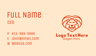 Heart Lion Mane  Business Card Image Preview