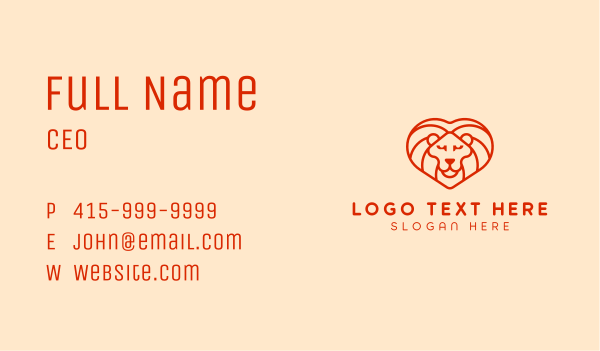 Heart Lion Mane  Business Card Design Image Preview