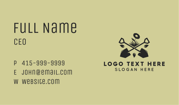 Flower Plant Shovel  Business Card Design Image Preview