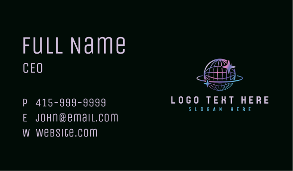 Cyber Cosmic Globe Business Card Design Image Preview
