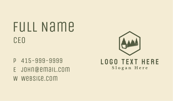 Pine Tree Carpentry Saw Business Card Design Image Preview