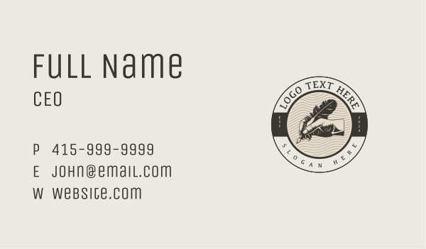 Author Hand Quill Business Card Design Image Preview