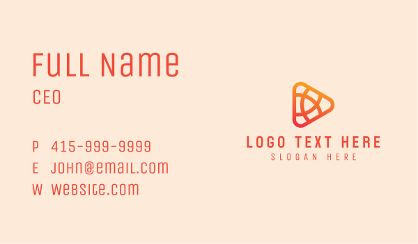 Orange Media Player Business Card Design Image Preview