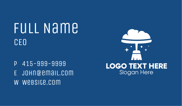 Cloud Broom Cleaning  Business Card Design