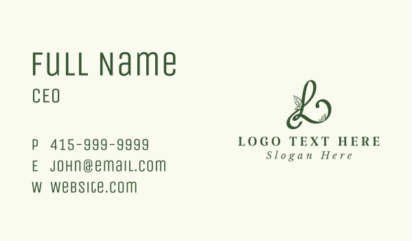 Organic Leaves Letter L Business Card Design Image Preview