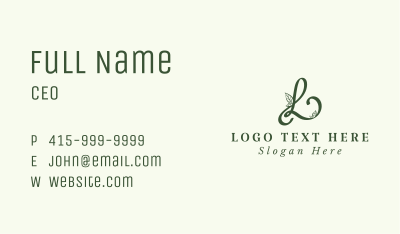 Organic Leaves Letter L Business Card Image Preview