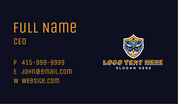 Owl Bird Shield Gaming Business Card Design Image Preview