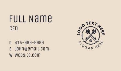 Rustic House Key Emblem Business Card Image Preview
