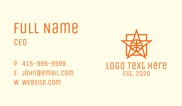 Orange Basketball Star Business Card Design Image Preview